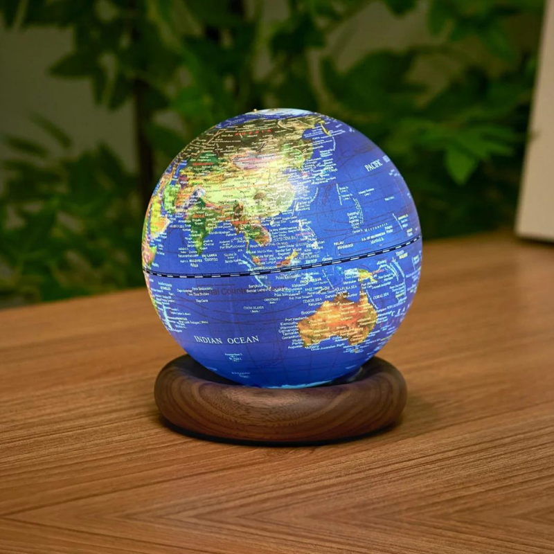 Gingko AtlasGlobe Dark Blue Mini Walnut Globe