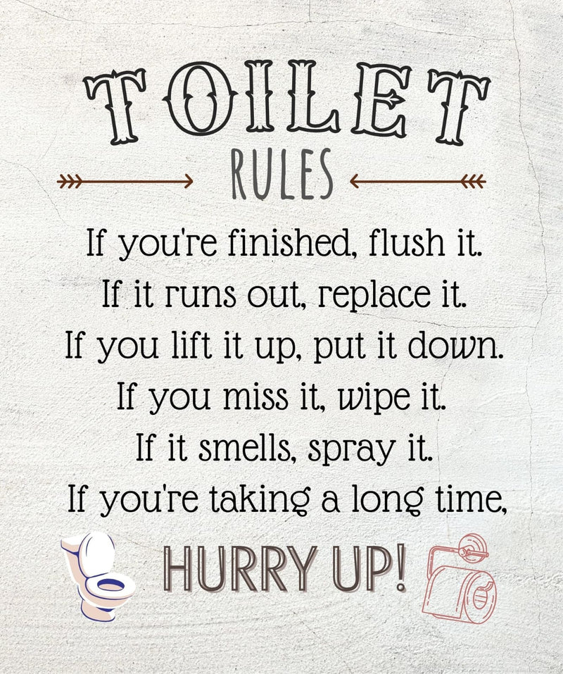 Toilet Rules Wall Hanging House Plaque