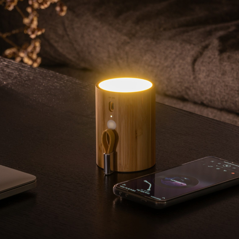 Gingko Drum Light Bluetooth Speaker - Bamboo