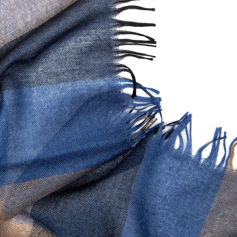 Kinalba Cashmere & Silk Denim Check Weekender Scarf