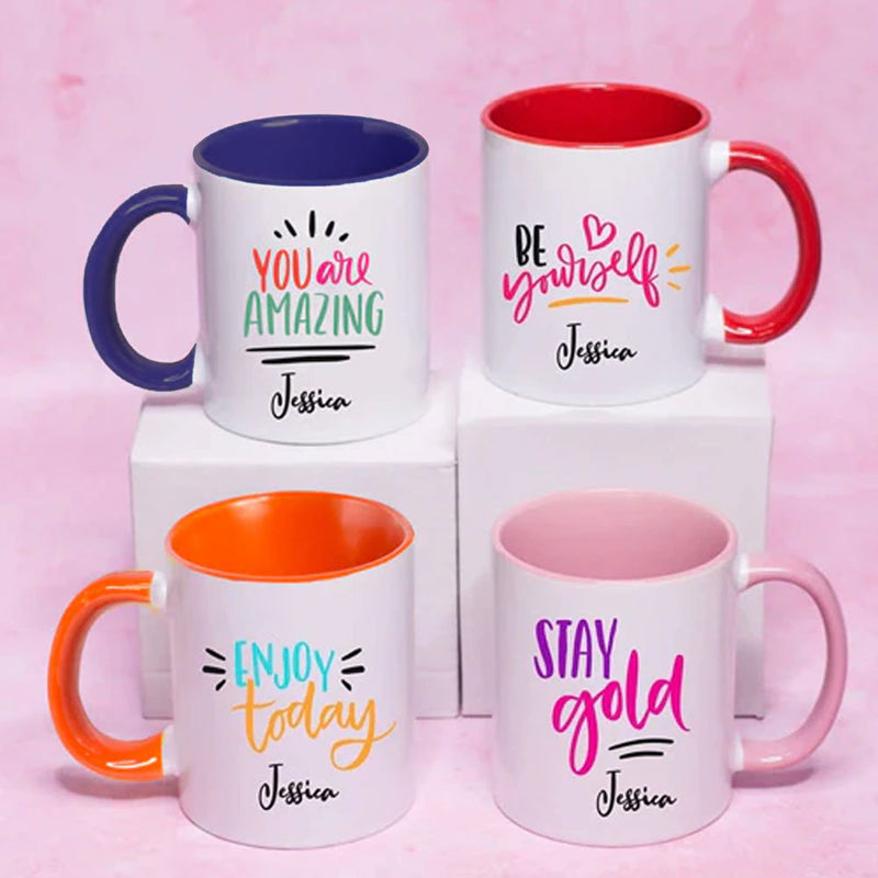 Personalised Set of Four Motivational Mugs