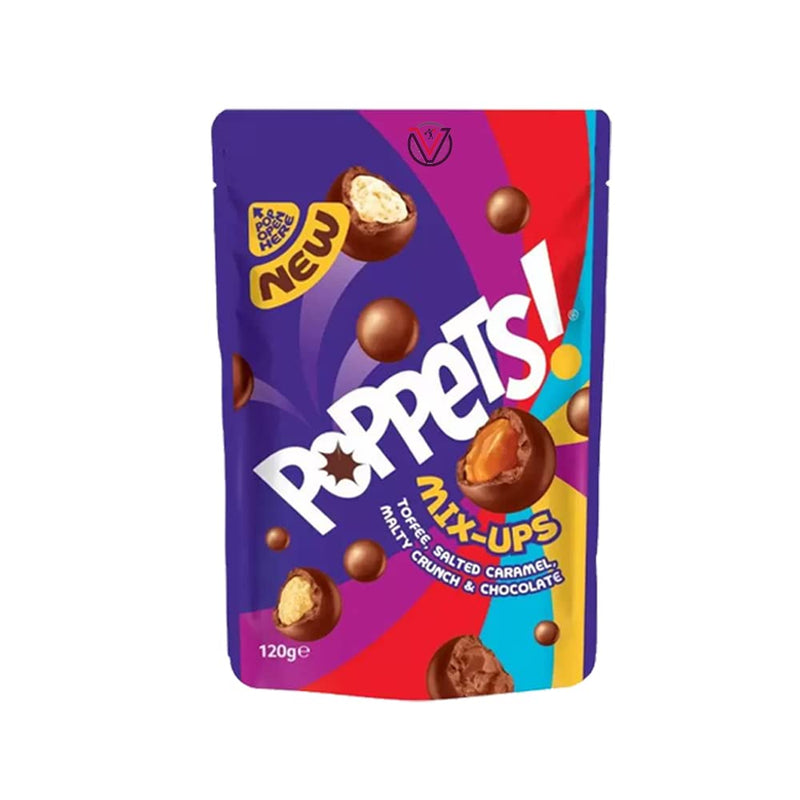 Poppets Milk Chocolate Coated Salted Caramel Fudge Pouch 120g