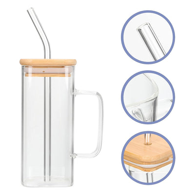 Glass Cup with Bamboo Lid - 450ml