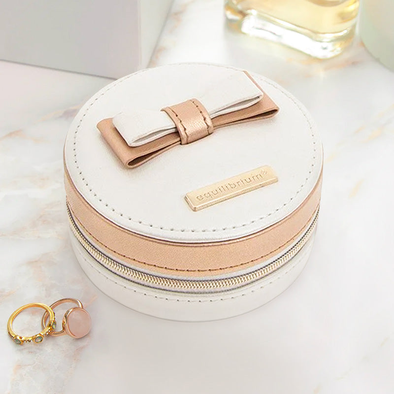 EQ Round Zip Jewel Box White/Rose Gold