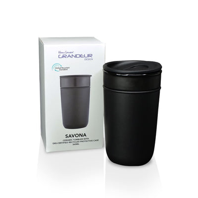 Hans Larsen Premium Ceramic Tumbler With Recycled Protective Sleeve - Black