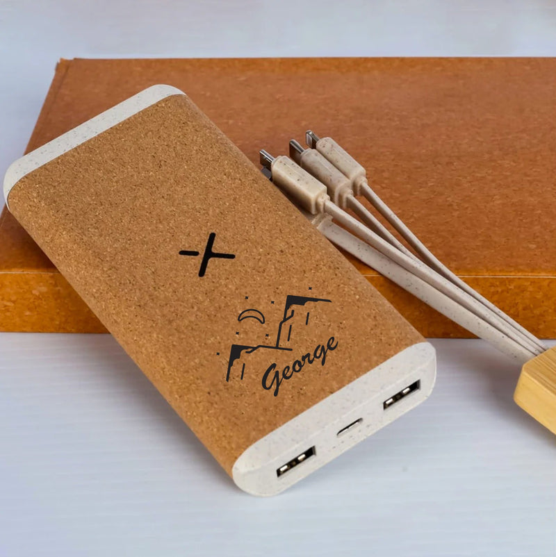 Personalised 10000mAh,37W Power Bank with Cork Finishing