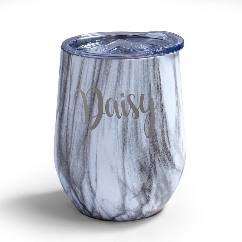 White Marbled Round Bottomed Tumbler