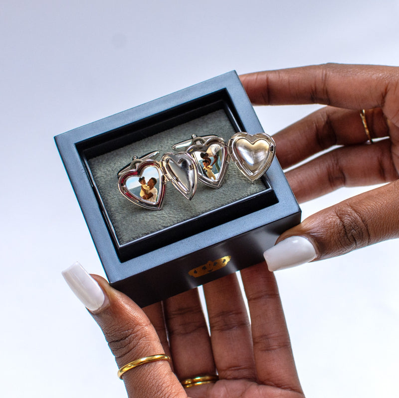 Harvey Makin Set Heart Frames Cufflinks