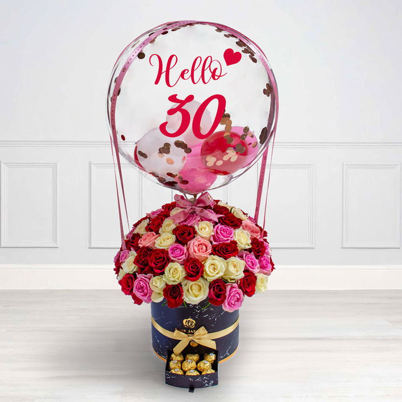 Mixed Roses & Kisses Hot Air Balloon