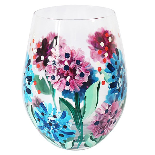 Hand-Painted Stemless Glass Hydrangeas