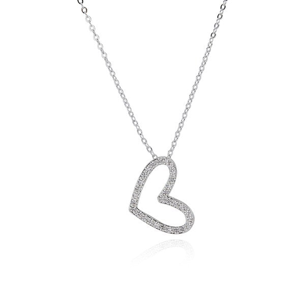 Te Amo Silver Plated Sparkle Heart Necklace