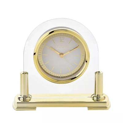 Widdop Glass Mantel Clock 2-Tone Dial Gold Stand