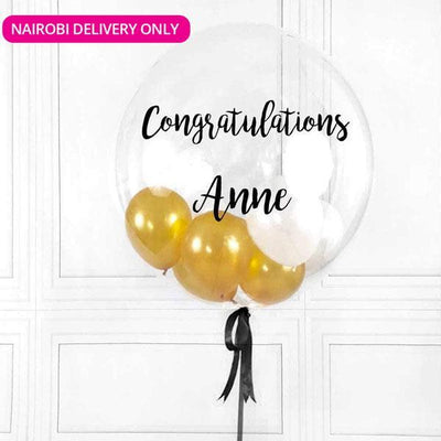 Personalised Bubble Balloon (With Gold balloons) - Congratulations