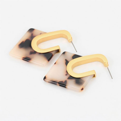 G Shaped Leopard Print Earrings