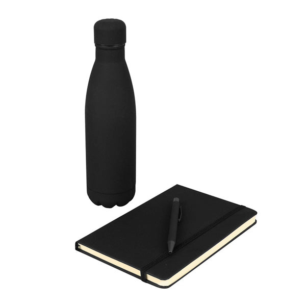 Lauta Giftology set of stainless bottle, notebook and pen - Black