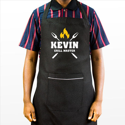Personalised Black Apron - Grill Master