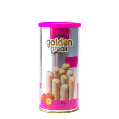 Golden Break Strawberry Filling Wafer Rolls, 135g