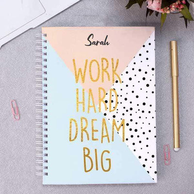 Personalised A5 Notebook - Work Hard Dream Big